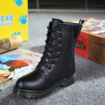 NEW Autumn/Winter Genuine Leather Boots Children Shoes Kids Ankle Boots Boys Girls Warm Snow Boots Lace-Up Leather Shoes 044