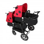 Twin Stroller Baby Carriage For Twins Prams For Newborns Cute Ladybug Panda Pattern Pram Twins Lightweight Double Strollers