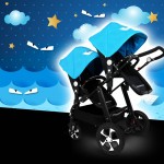 Twin Stroller Baby Carriage For Twins Prams For Newborns Cute Ladybug Panda Pattern Pram Twins Lightweight Double Strollers