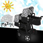 Twin Stroller Baby Carriage For Twins Prams For Newborns Cute Ladybug Panda Pattern Pram Twins Lightweight Double Strollers