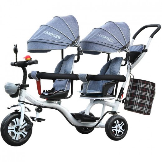 Free ship! Twin tricycle Children's Tricycle / Twin Stroller Double Trolley Swivel Seat rotate seat face to face Many colors