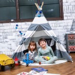 Play Tent For Kids Canvas Cotton Material Stripe Pattern Tipi Tent For Children Playhouse Indoor Teepee For Both Boys & Girls