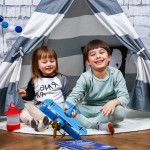 Play Tent For Kids Canvas Cotton Material Stripe Pattern Tipi Tent For Children Playhouse Indoor Teepee For Both Boys & Girls