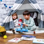 Play Tent For Kids Canvas Cotton Material Stripe Pattern Tipi Tent For Children Playhouse Indoor Teepee For Both Boys & Girls