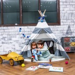 Play Tent For Kids Canvas Cotton Material Stripe Pattern Tipi Tent For Children Playhouse Indoor Teepee For Both Boys & Girls