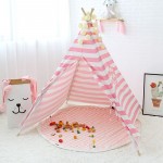 Children's Tent Cotton Canvas Pink Stripes Play Tent For Kids Teepee Playhouse For Princess Tipi Toys For Christmas Gifts