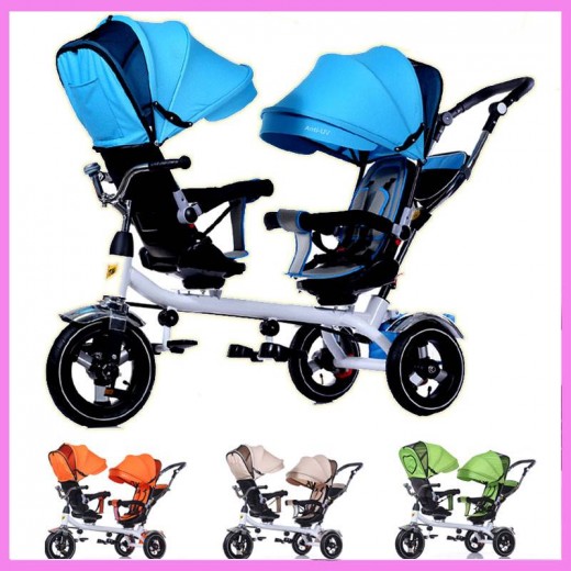 Anti UV Sunshade Twins Baby Stroller Double Tricycle Trolley Rotating Swivel Seat Prams Two Baby Carriage Carrier Buggies