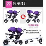 Anti UV Sunshade Twins Baby Stroller Double Tricycle Trolley Rotating Swivel Seat Prams Two Baby Carriage Carrier Buggies