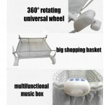 newborn baby cradle, princess baby bassinet bed with 4 universal wheels, baby rocking crib can push anywhere, musical baby bed